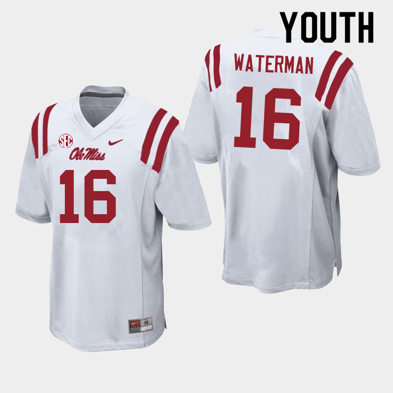 Youth #16 Braden Waterman Ole Miss Rebels College Football Jerseys Sale-White - Click Image to Close